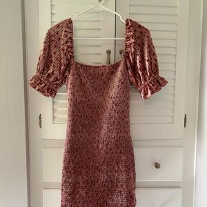Lulu's Pink Puff Sleeve Mini Dress for Weddings